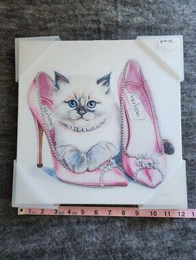 Valentino Wall Art Cat Shoe Pink Heels Print Canvas